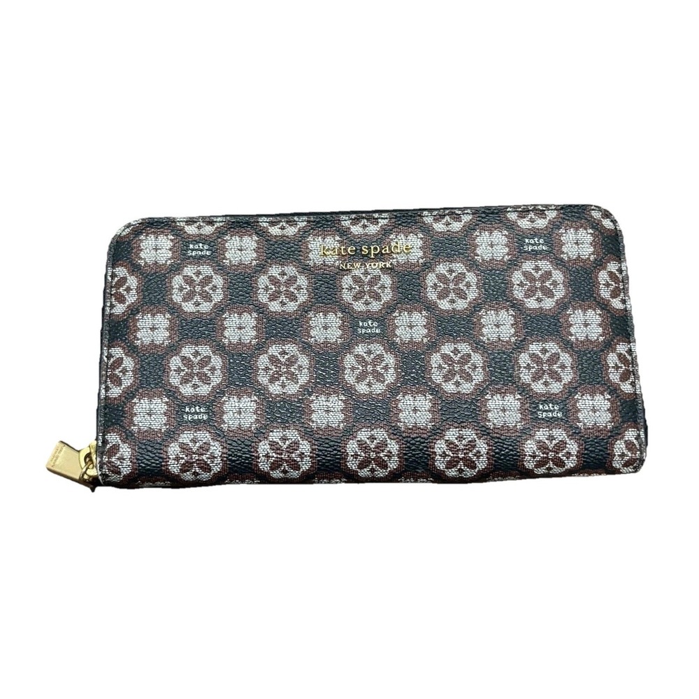 Kate Spade Wallet Continental Billfold Zip Around Jacquard Unique Print